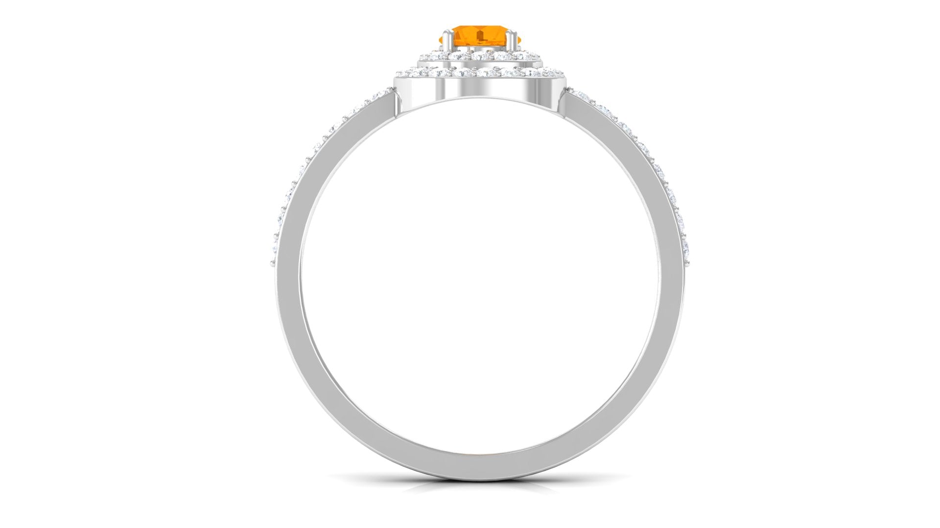 3/4 CT Classic Fire Opal Double Halo Engagement Ring with Diamond