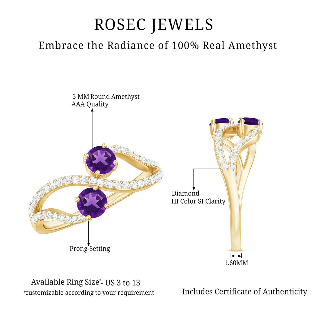 Designer Amethyst and Diamond Infinity Cocktail Ring