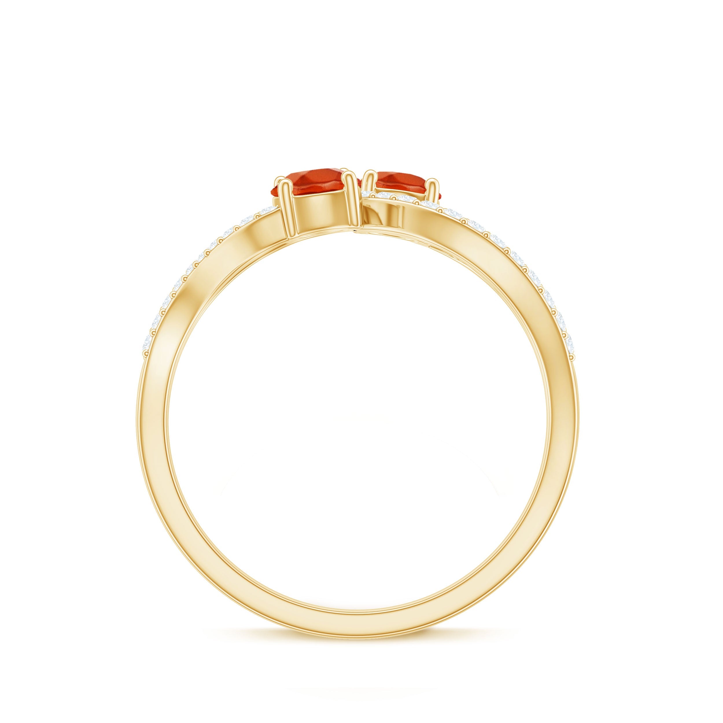 3/4 CT Minimal Fire Opal and Diamond Engagement Ring