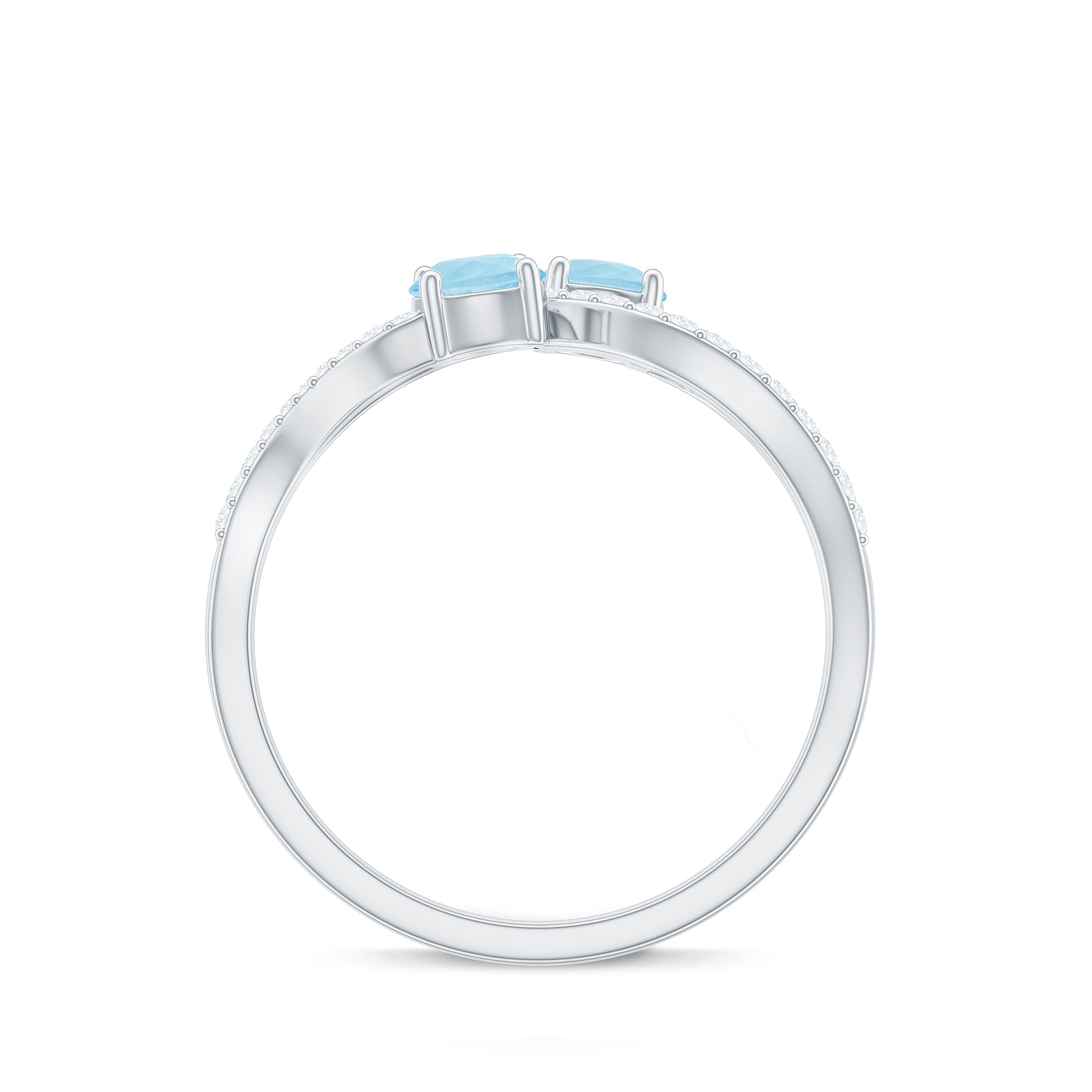 1 CT Minimal Aquamarine and Diamond Engagement Ring