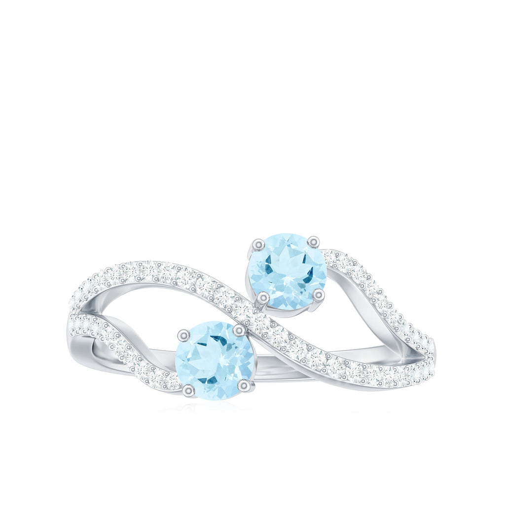 1 CT Minimal Aquamarine and Diamond Engagement Ring