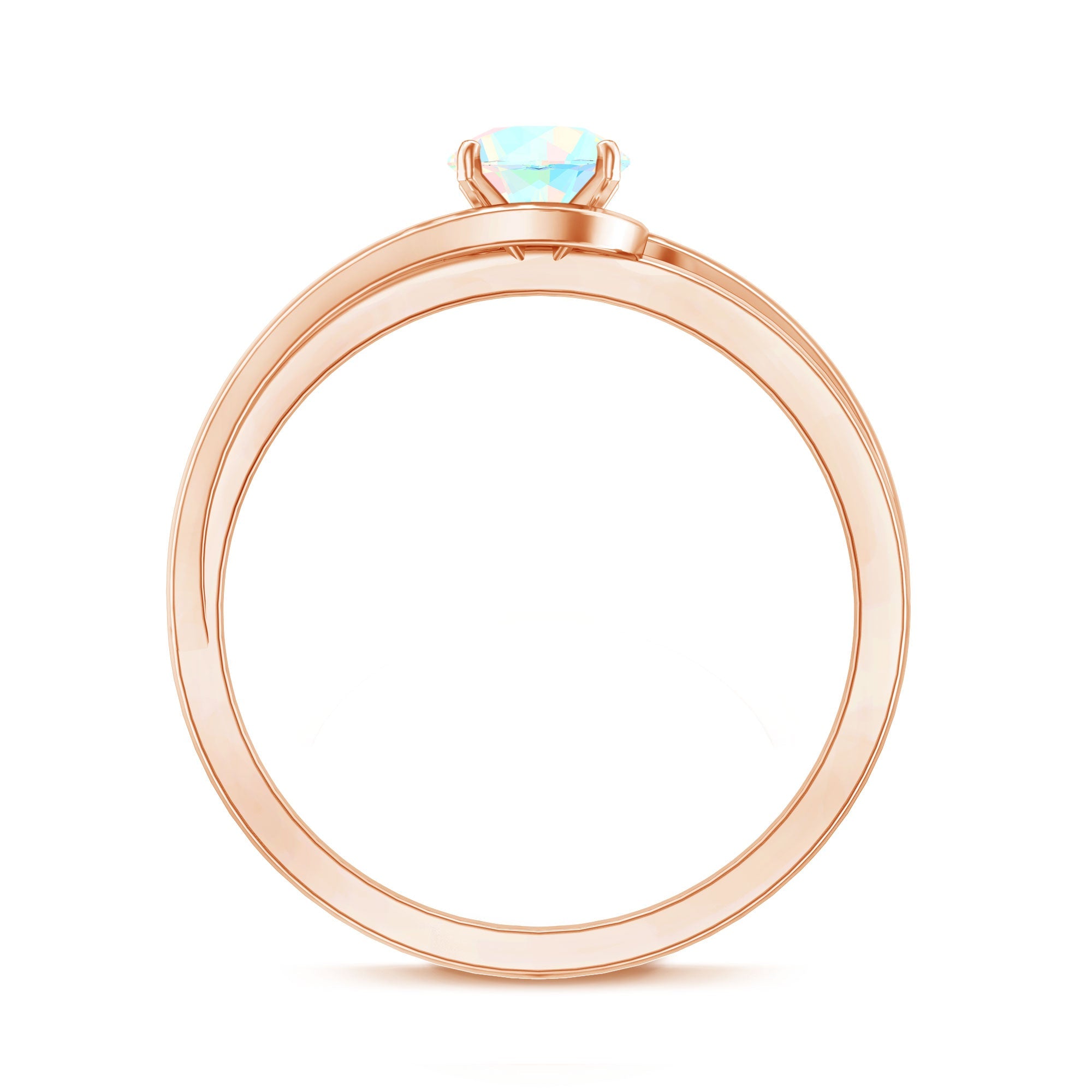 Natural Ethiopian Opal Solitaire Ring with Bypass Shank
