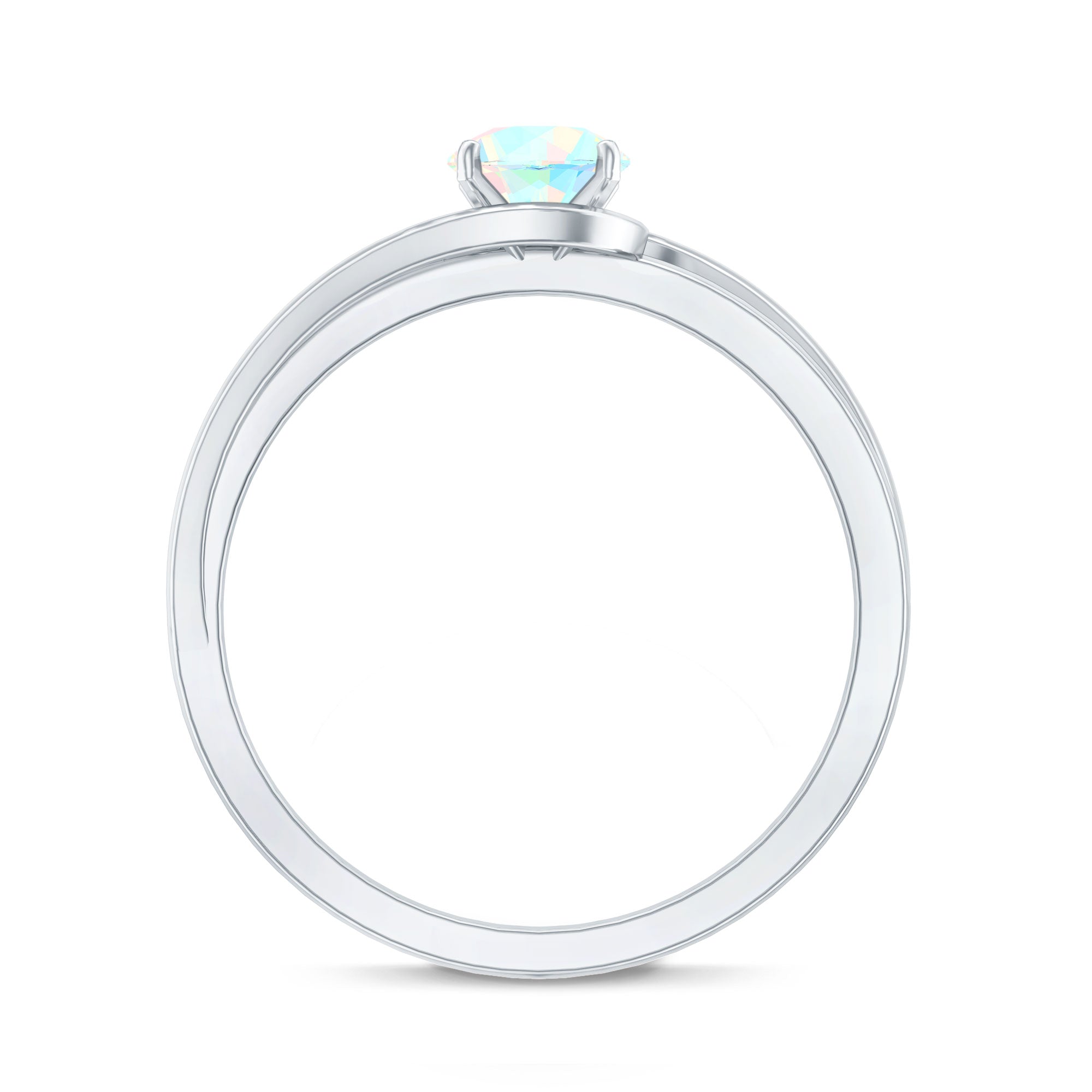 Natural Ethiopian Opal Solitaire Ring with Bypass Shank