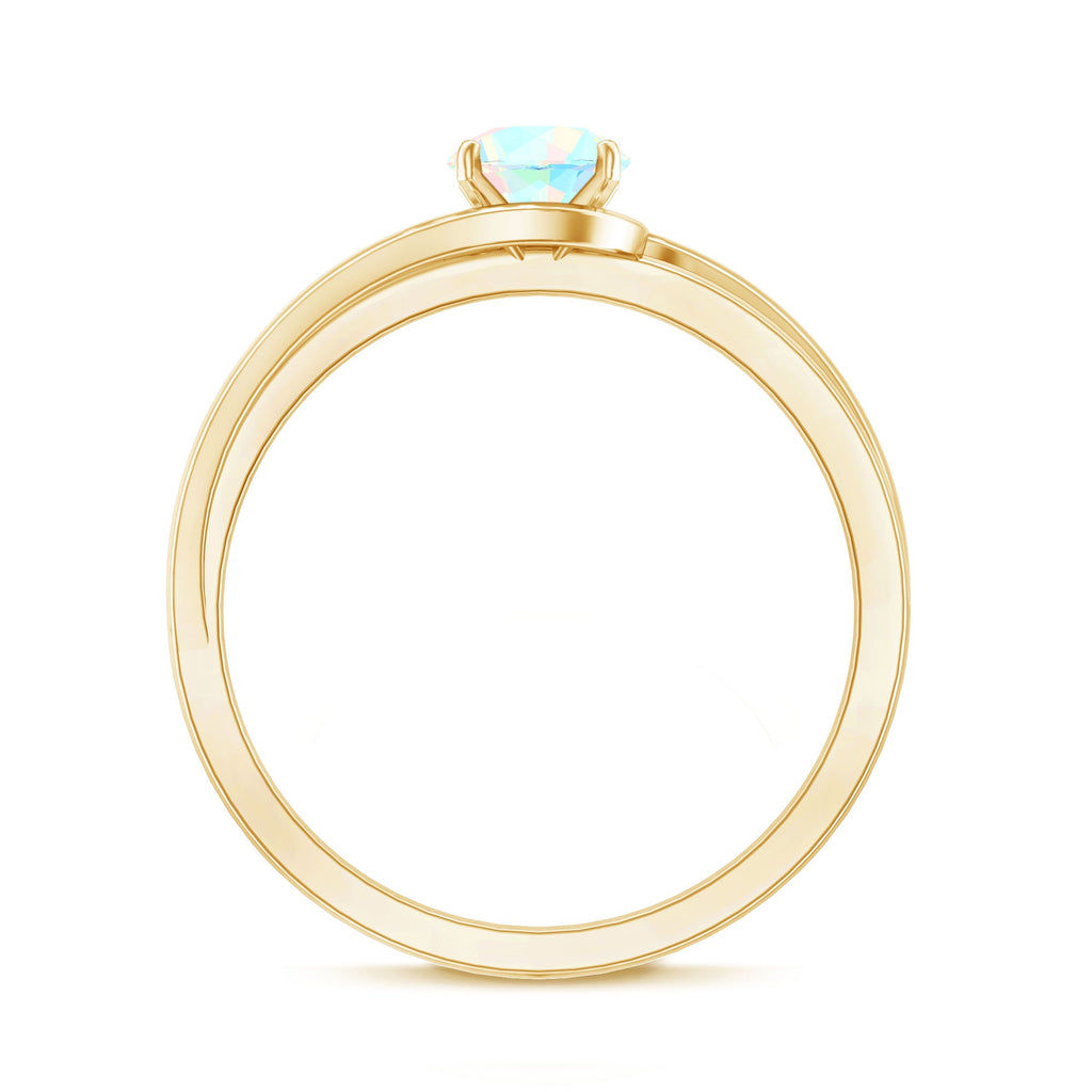 Natural Ethiopian Opal Solitaire Ring with Bypass Shank