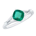 Certified 6 mm Cushion Cut Lab Grown Emerald Diamond Engagement Ring with Split Shank