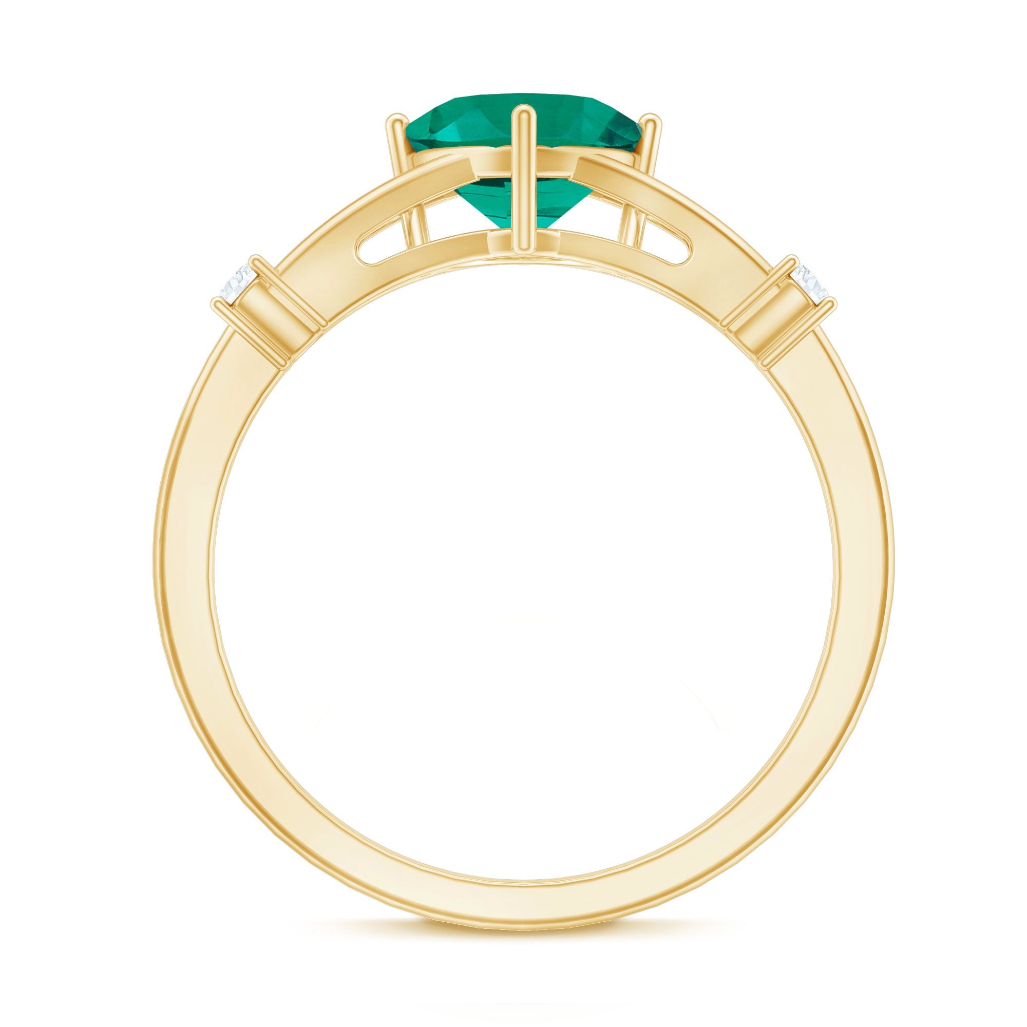 Certified 6 mm Cushion Cut Lab Grown Emerald Diamond Engagement Ring with Split Shank