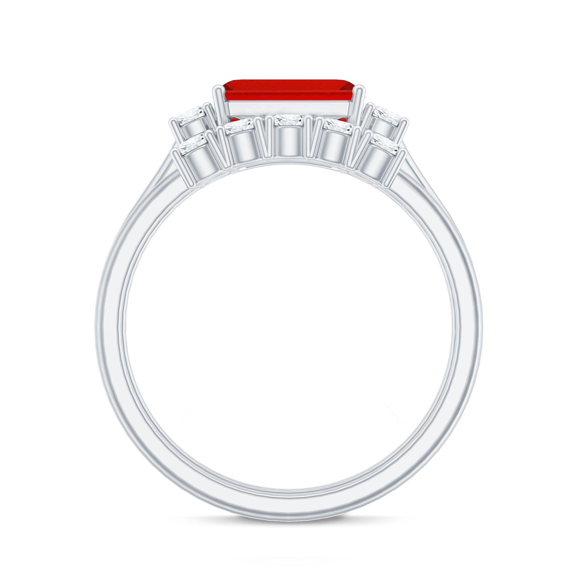 Octagon Cut Fire Opal and Moissanite Contemporary Ring Set