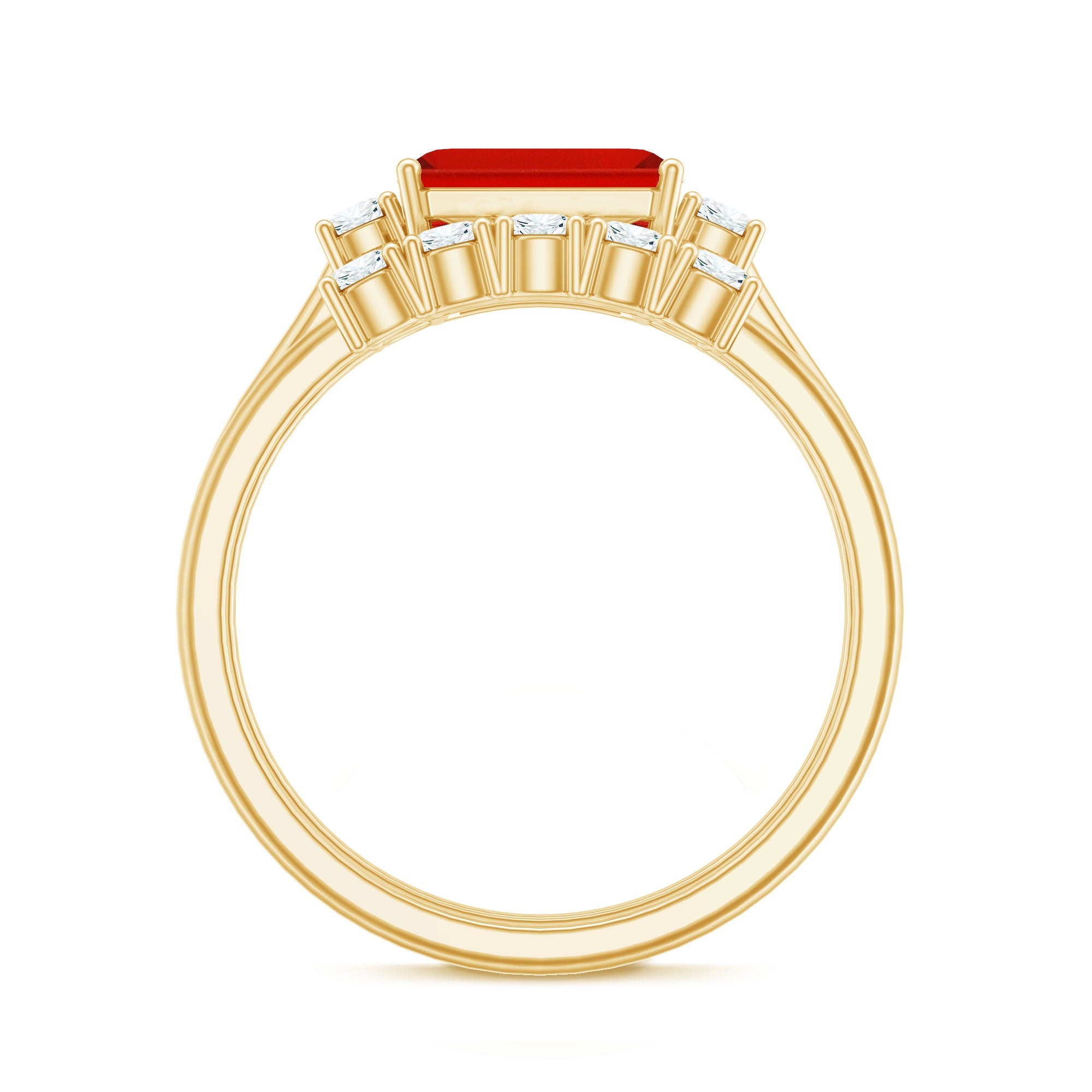 Octagon Cut Fire Opal and Moissanite Contemporary Ring Set