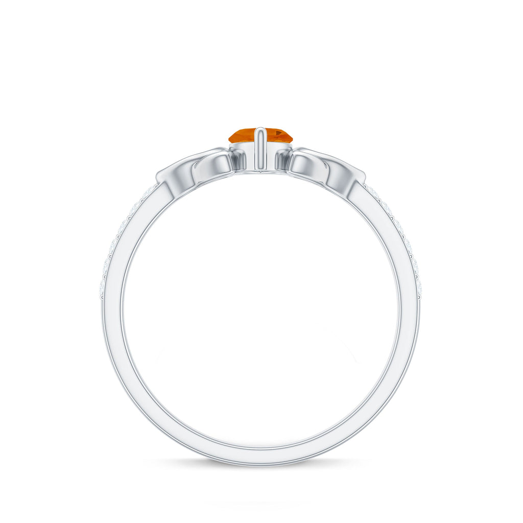 Marquise Cut Solitaire Fire Opal Celtic Knot Ring with Diamond