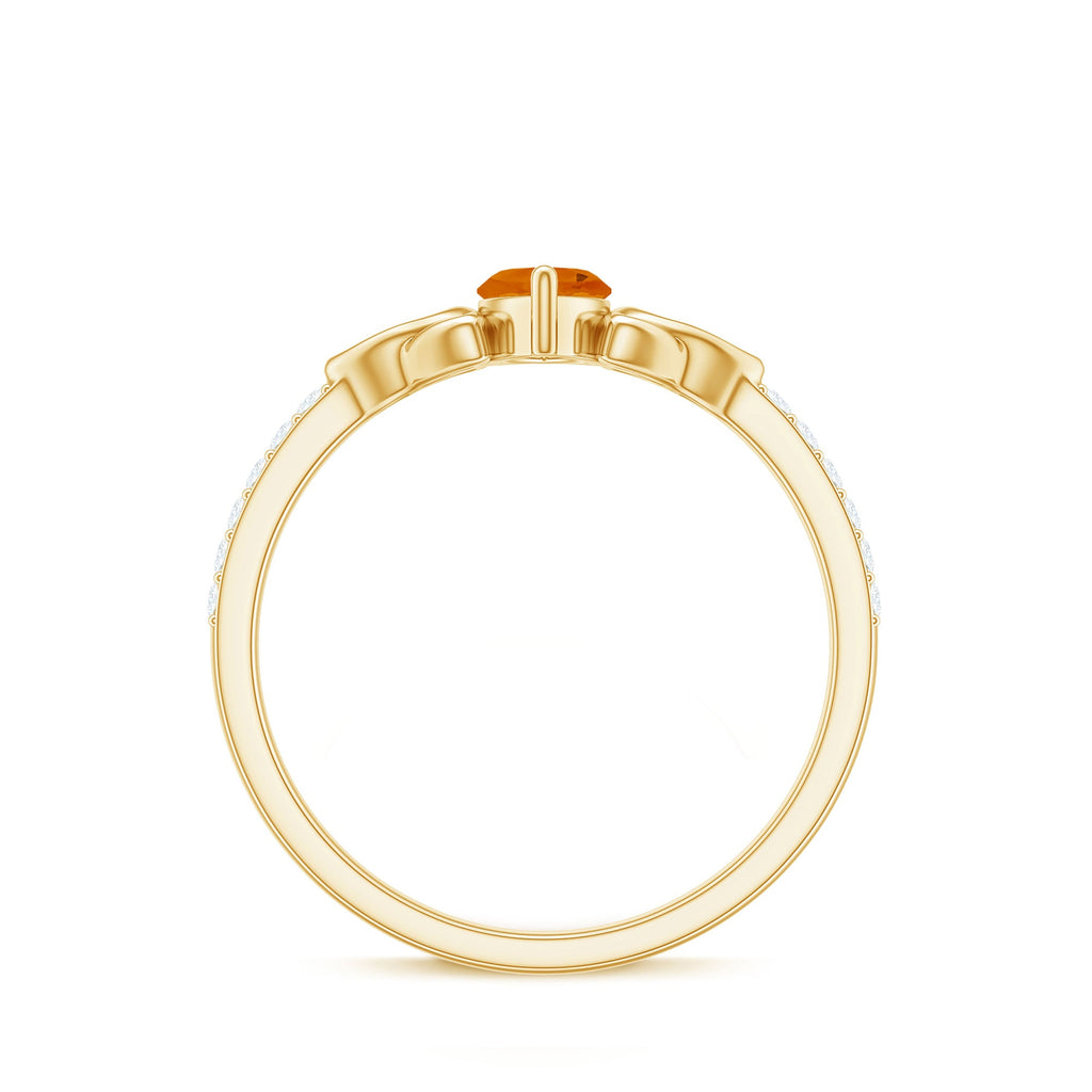 Marquise Cut Solitaire Fire Opal Celtic Knot Ring with Diamond