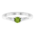 1/4 CT Peridot and Diamond Three Stone Promise Ring
