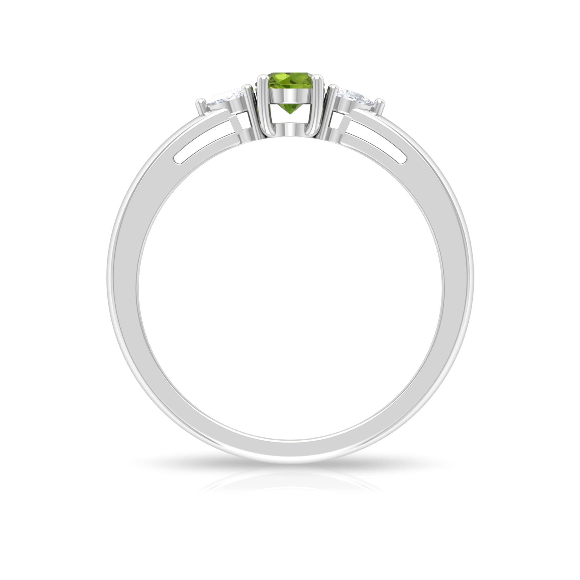 1/4 CT Peridot and Diamond Three Stone Promise Ring