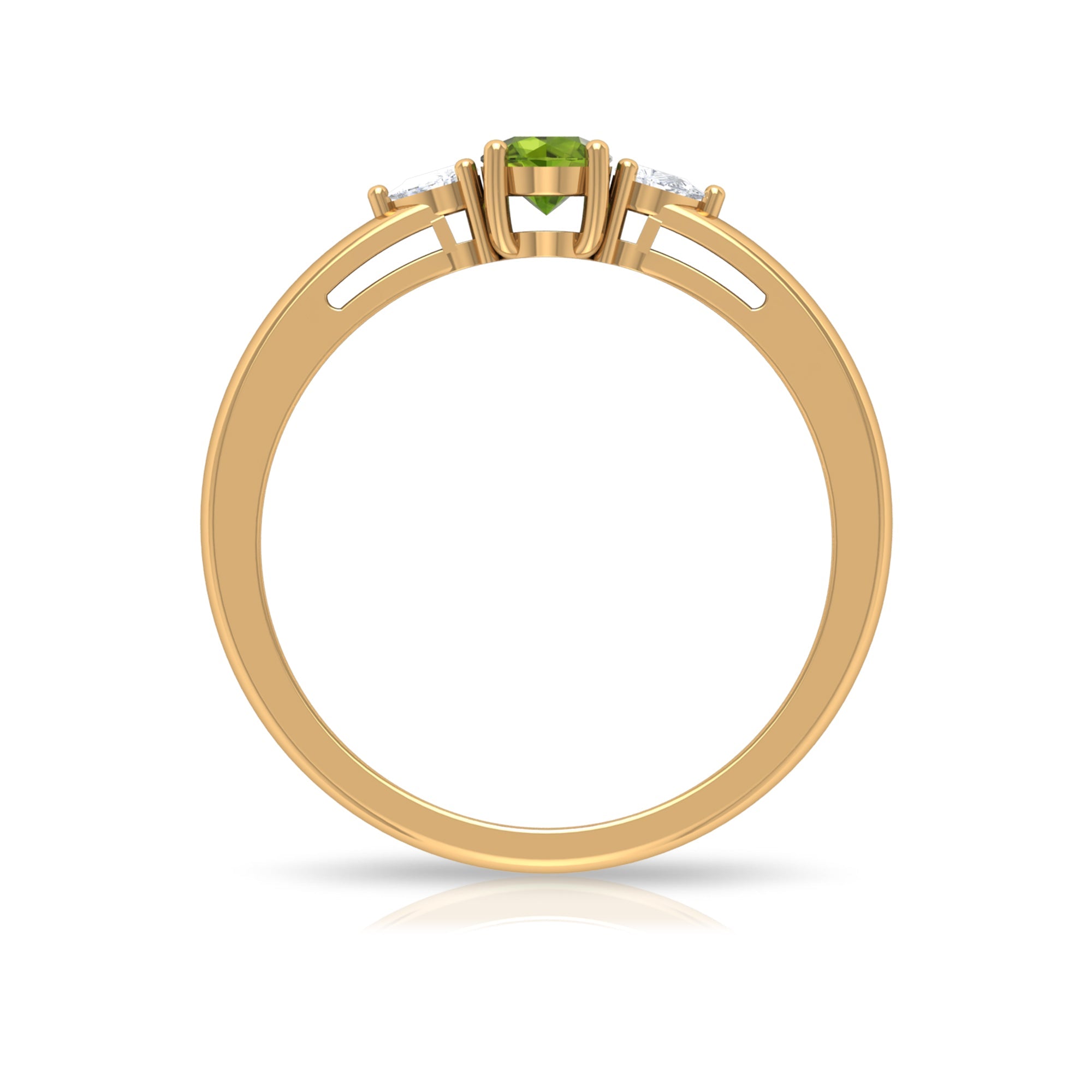 1/4 CT Peridot and Diamond Three Stone Promise Ring