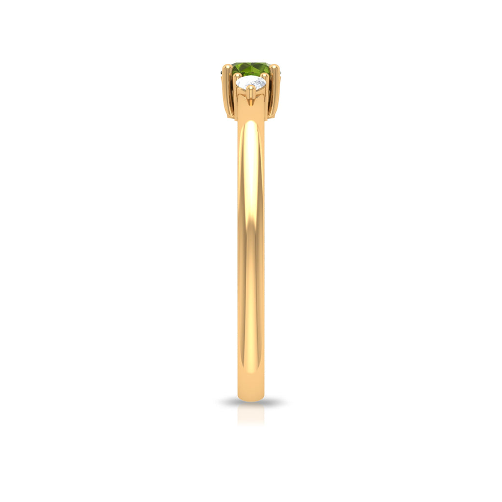 1/4 CT Peridot and Diamond Three Stone Promise Ring