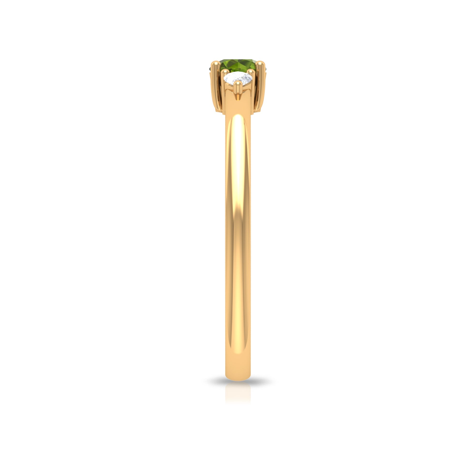 1/4 CT Peridot and Diamond Three Stone Promise Ring