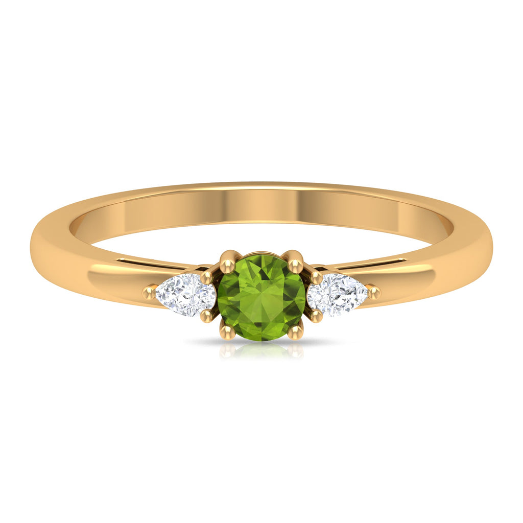 1/4 CT Peridot and Diamond Three Stone Promise Ring