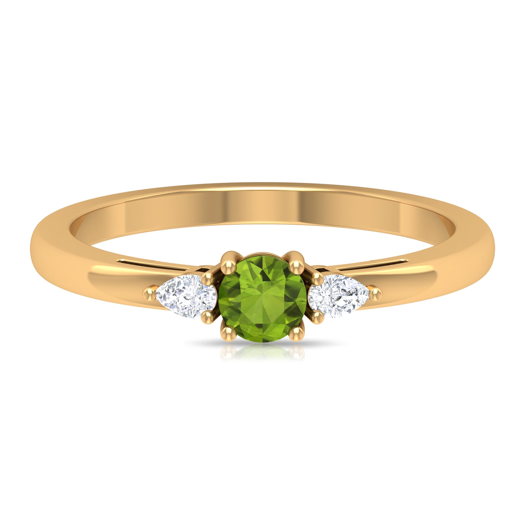 1/4 CT Peridot and Diamond Three Stone Promise Ring