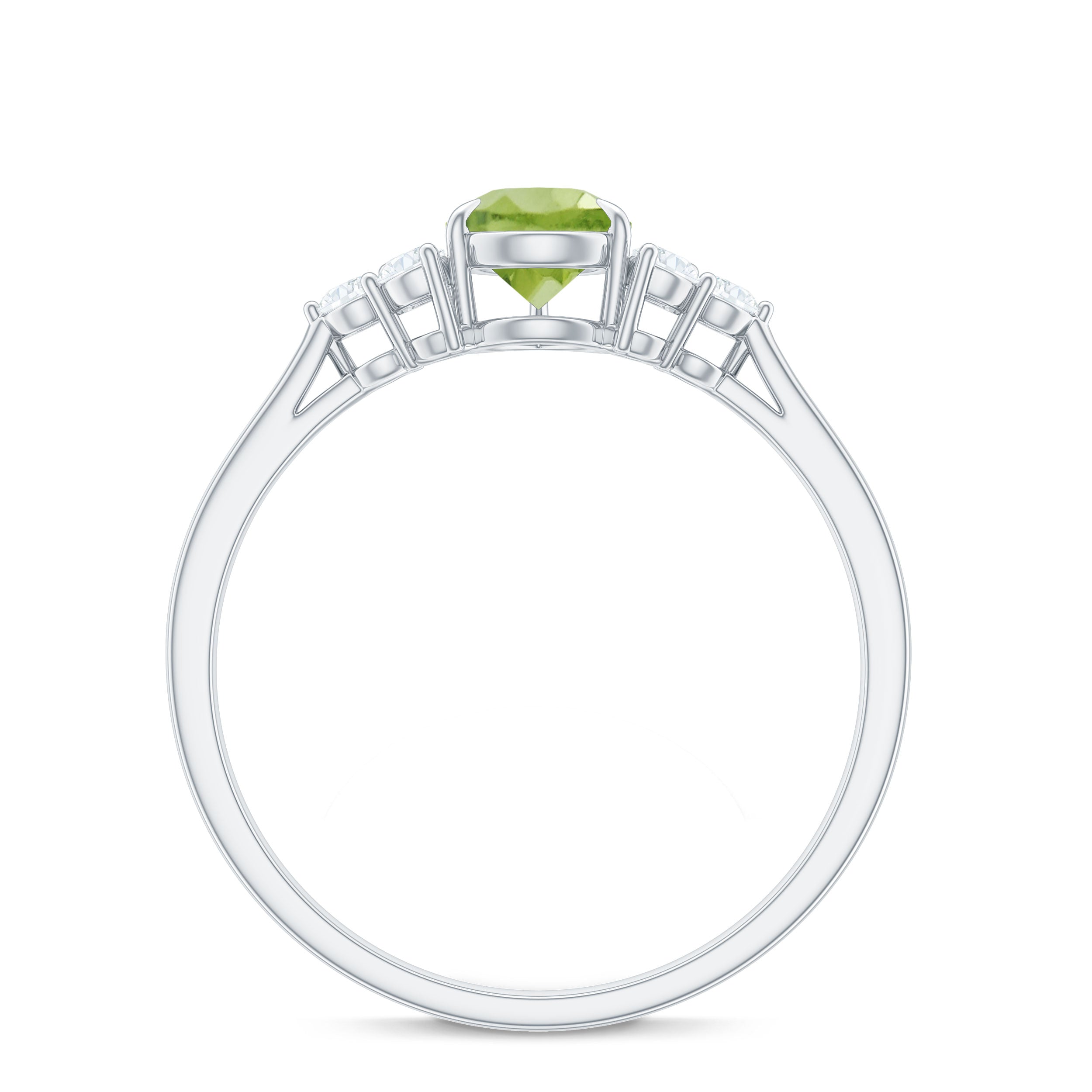 1 Carat Peridot Teardrop Engagement Ring with Diamond Trio