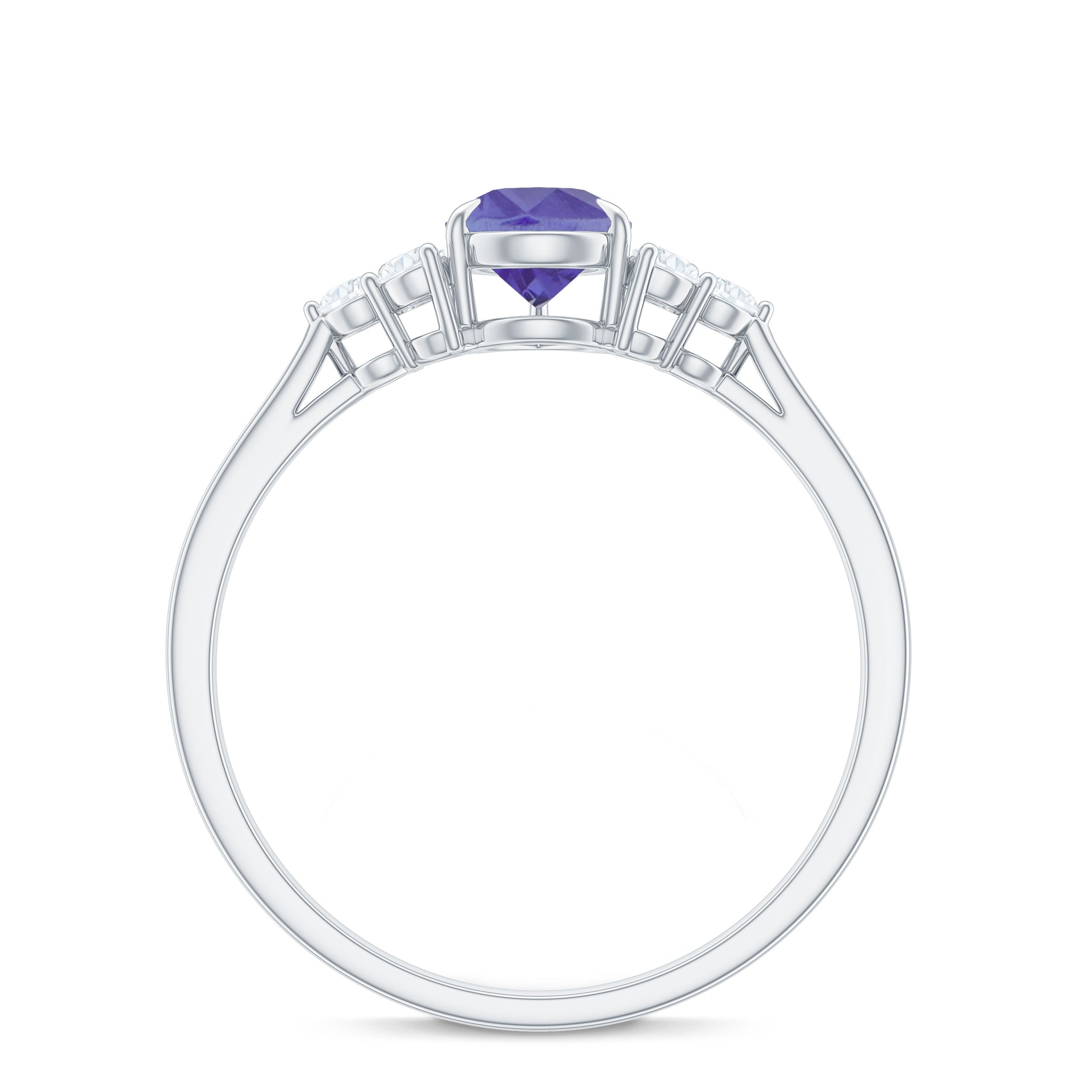 Pear Shaped Tanzanite Solitaire Ring with Diamond Trio