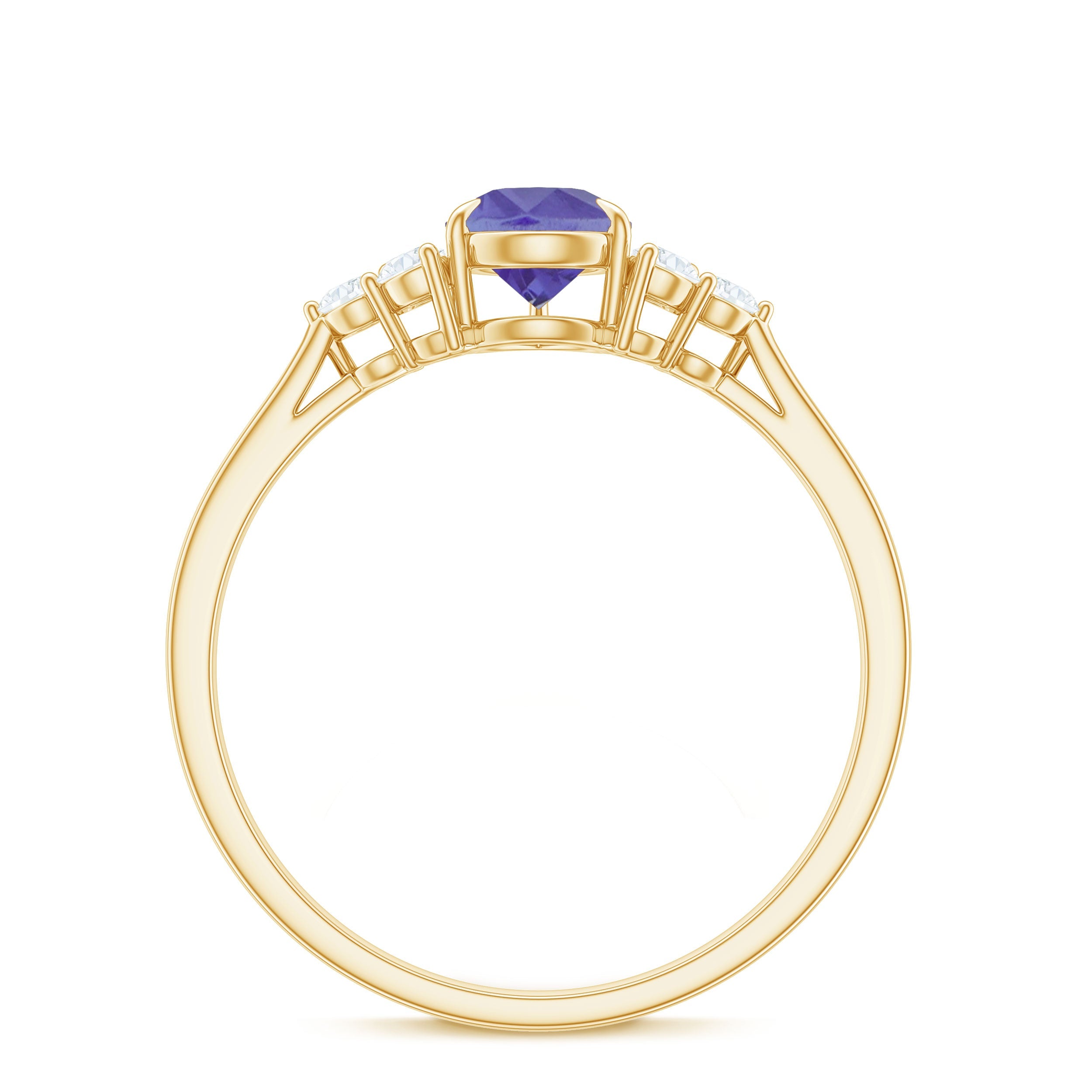 Pear Shaped Tanzanite Solitaire Ring with Diamond Trio
