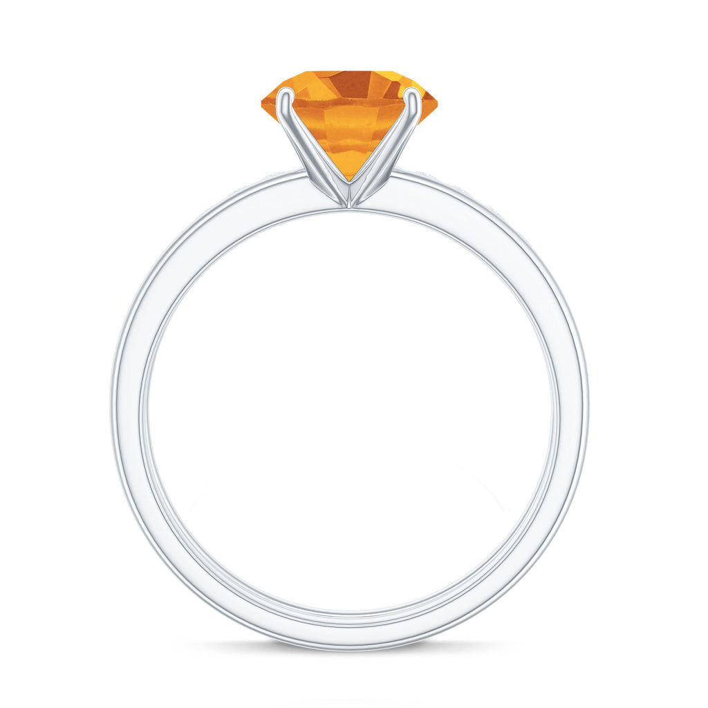 Natural Citrine Wedding Bridal Ring Set with Moissanite