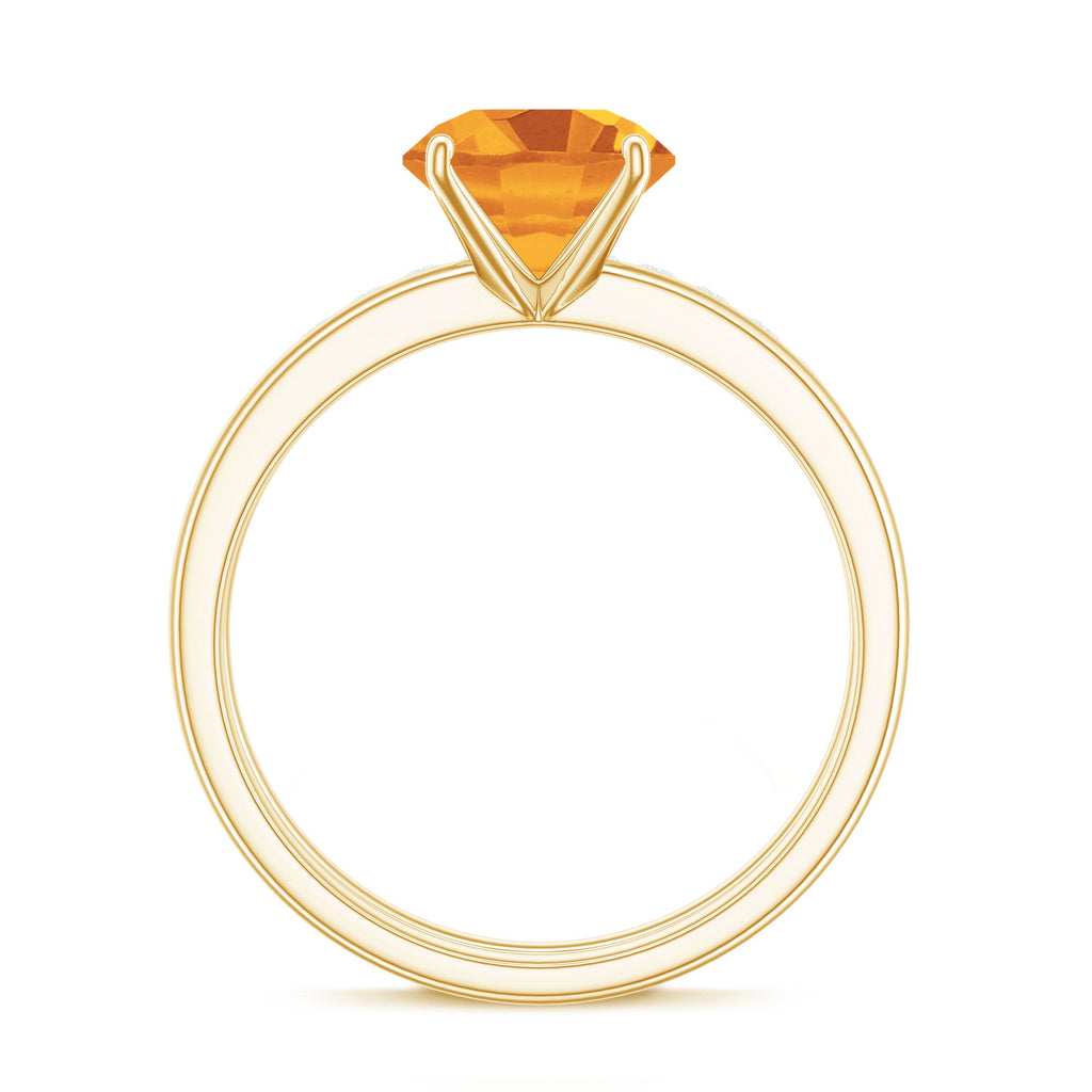 Natural Citrine Wedding Bridal Ring Set with Moissanite