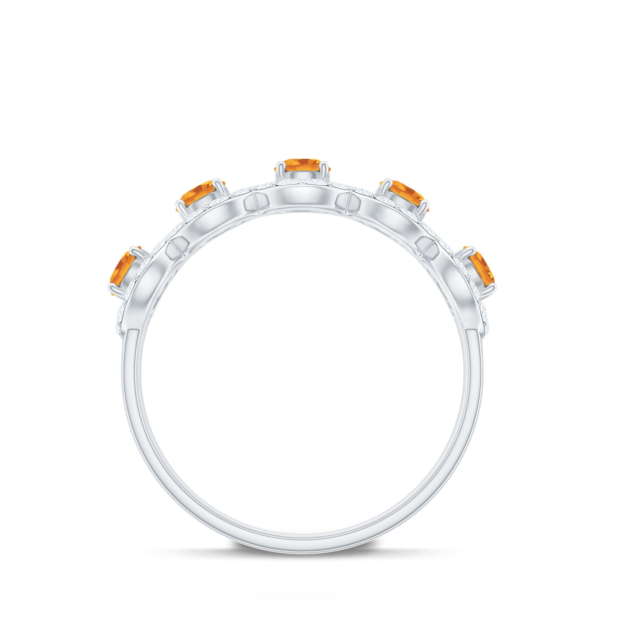 Certified Natural Citrine Diamond Half Eternity Band for Anniversary