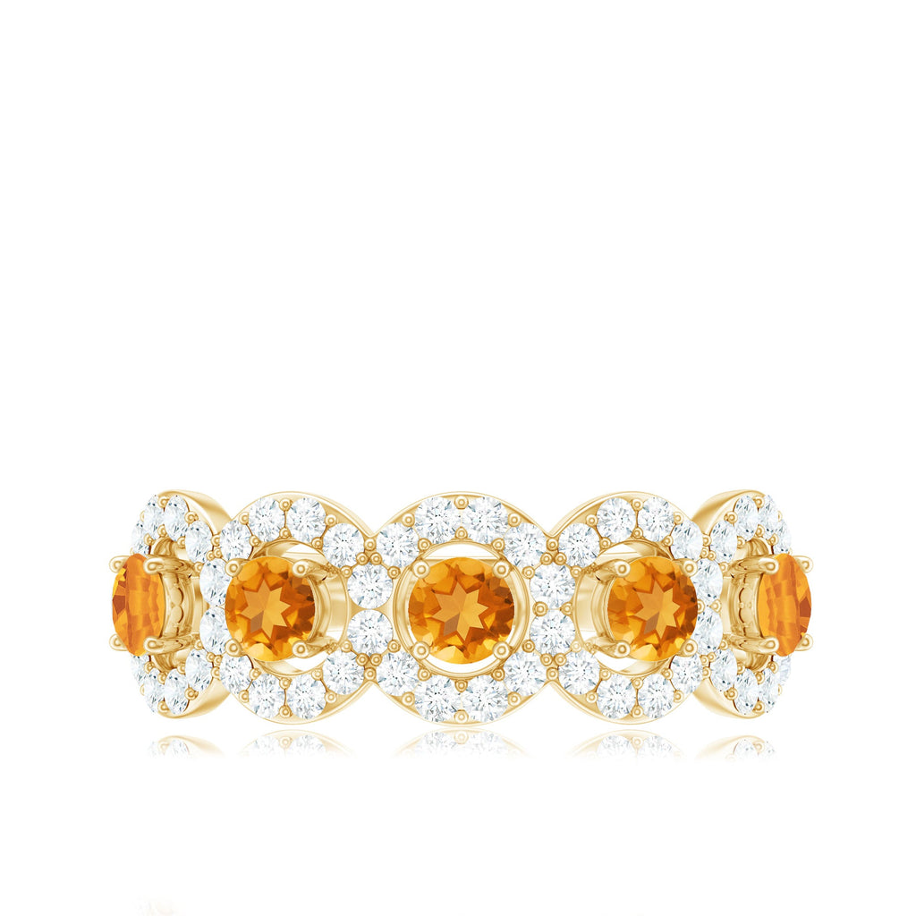 Certified Natural Citrine Diamond Half Eternity Band for Anniversary