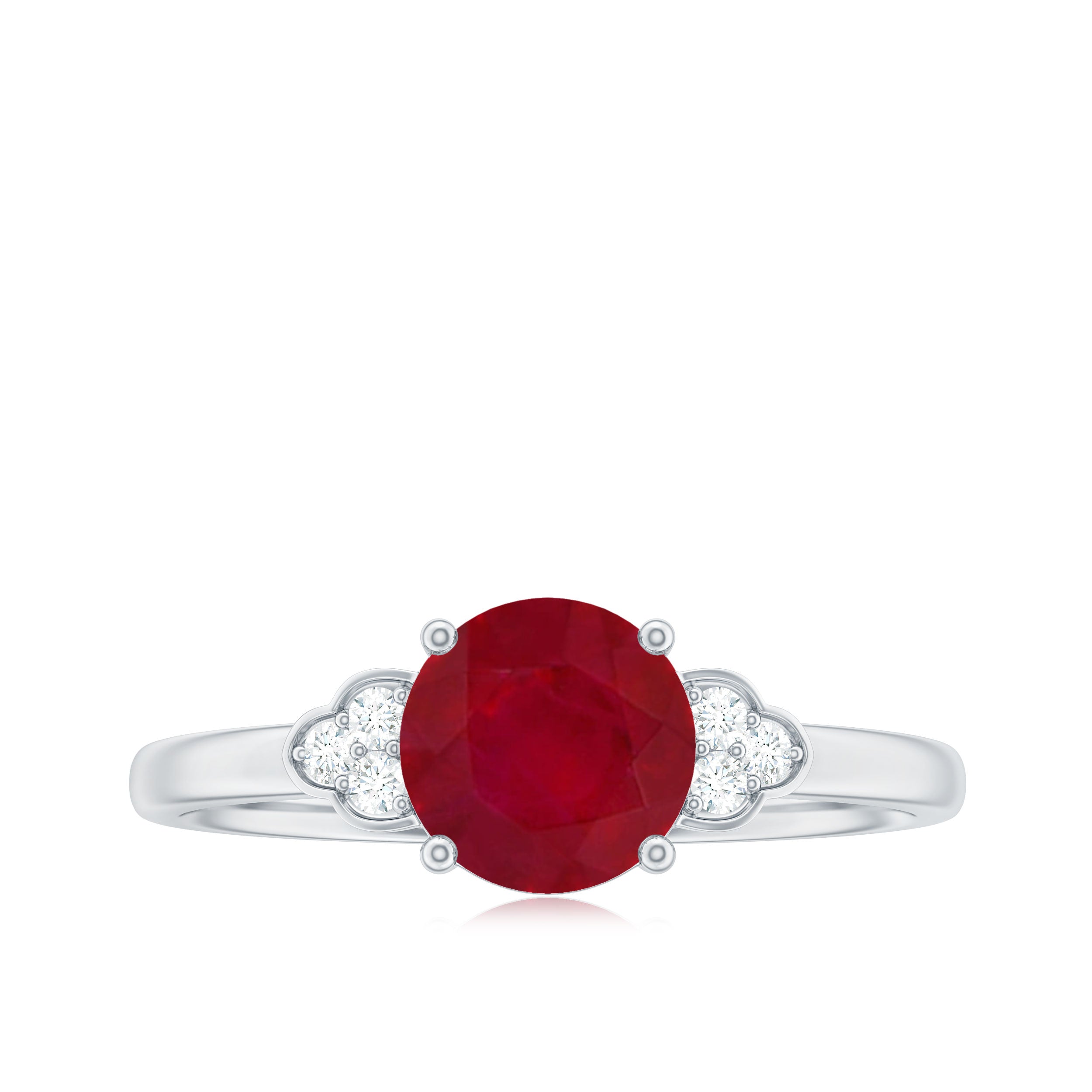 Ruby Engagement Ring with Diamond Trio