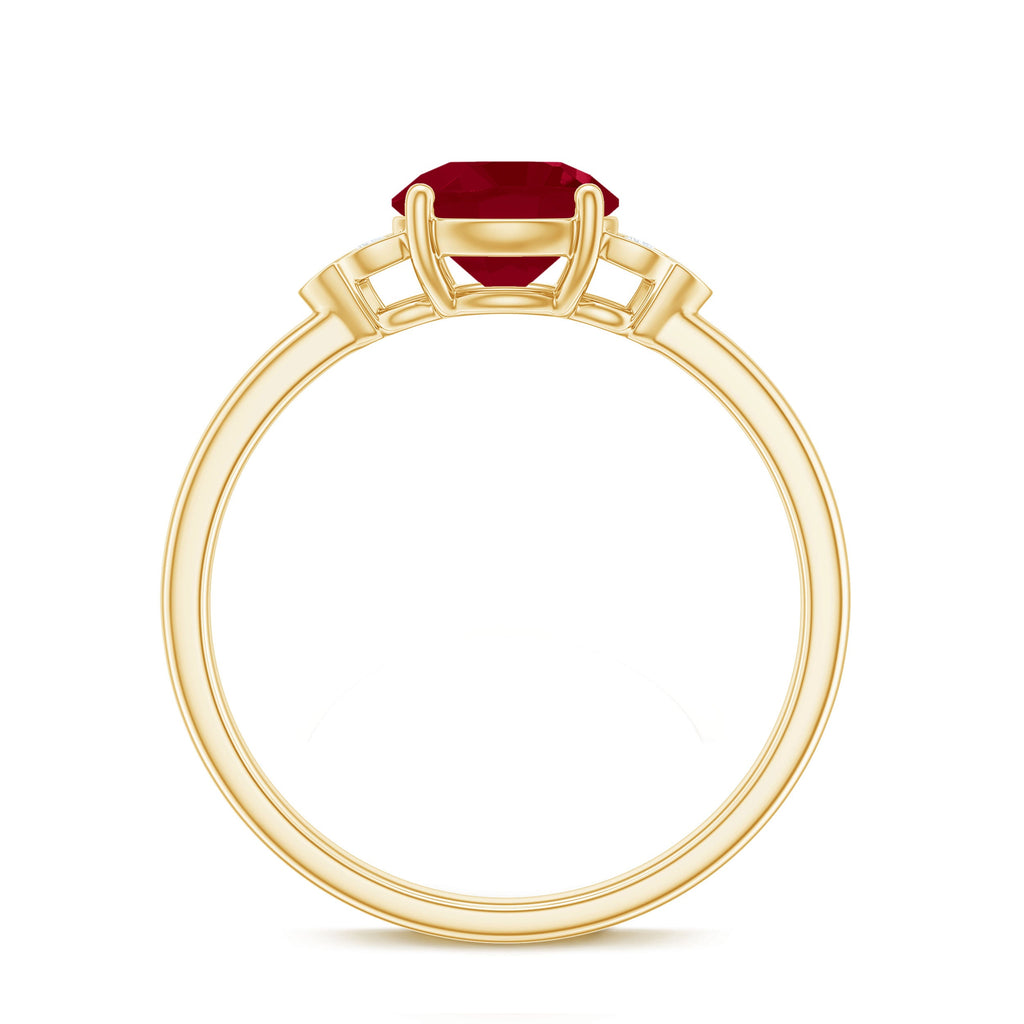 Ruby Engagement Ring with Diamond Trio
