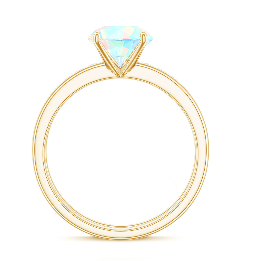 Natural Ethiopian Opal Diamond Solitaire Engagement Wedding Ring Set of 2