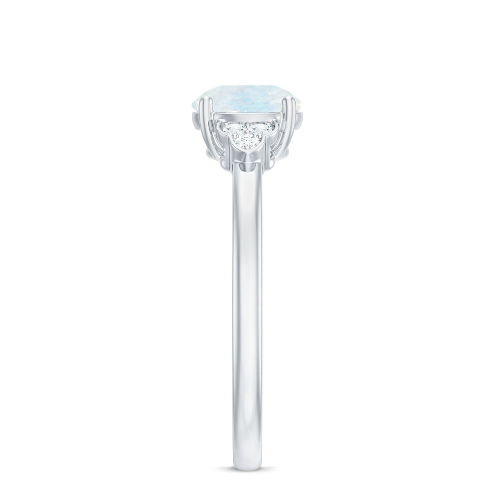 1.50 CT Moonstone Solitaire Engagement Ring with Diamond Trio