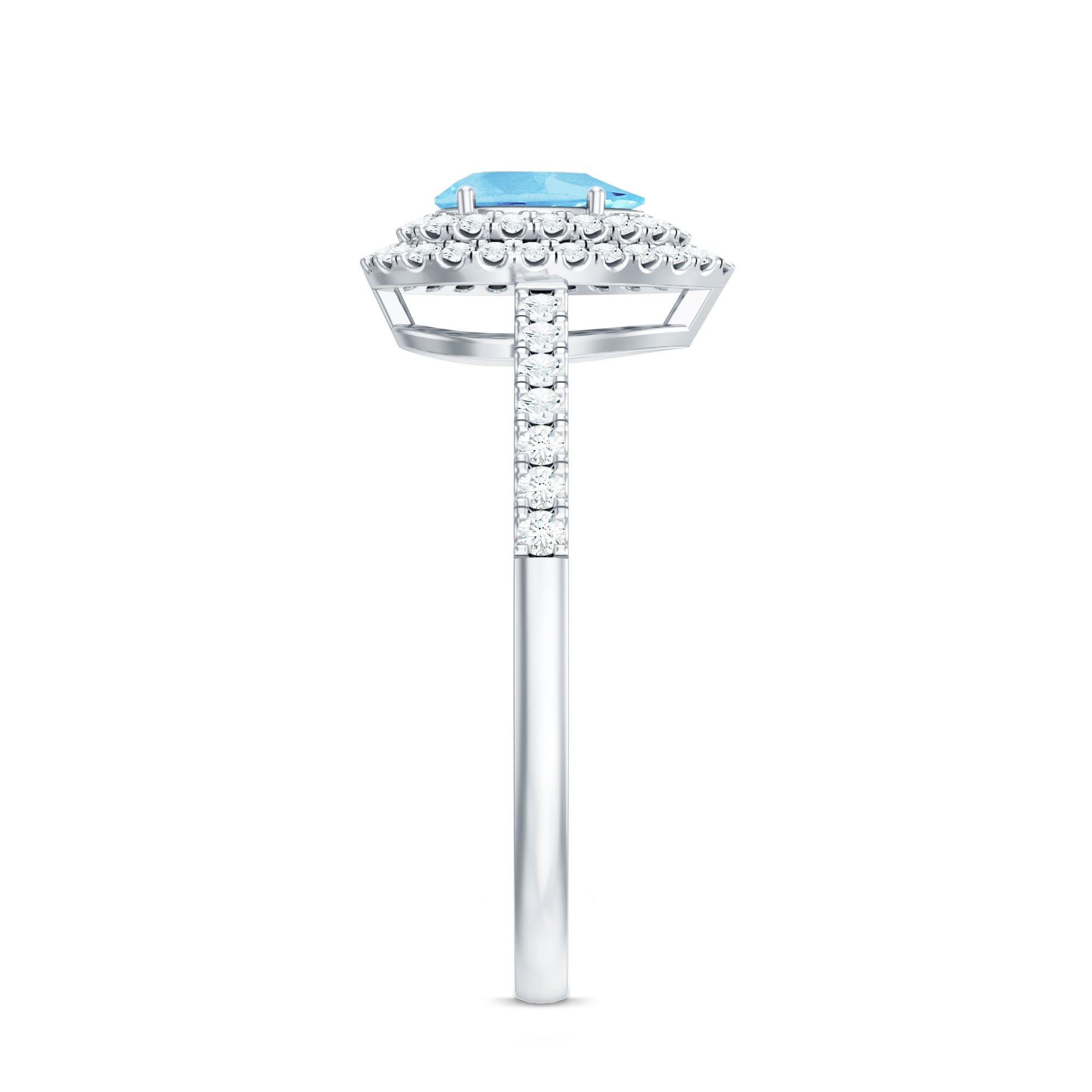 1 CT Classic Aquamarine and Diamond Teardrop Engagement Ring