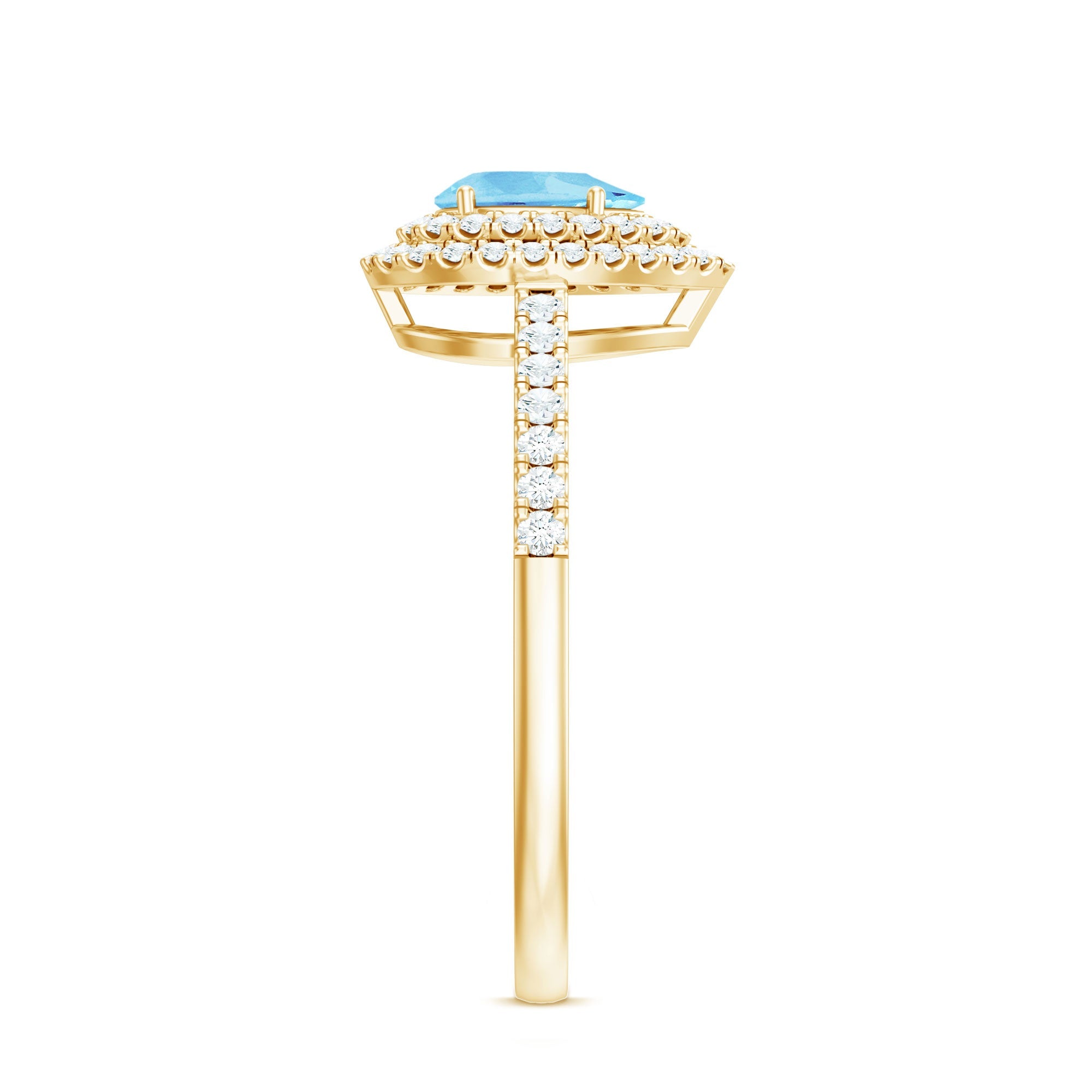 1 CT Classic Aquamarine and Diamond Teardrop Engagement Ring