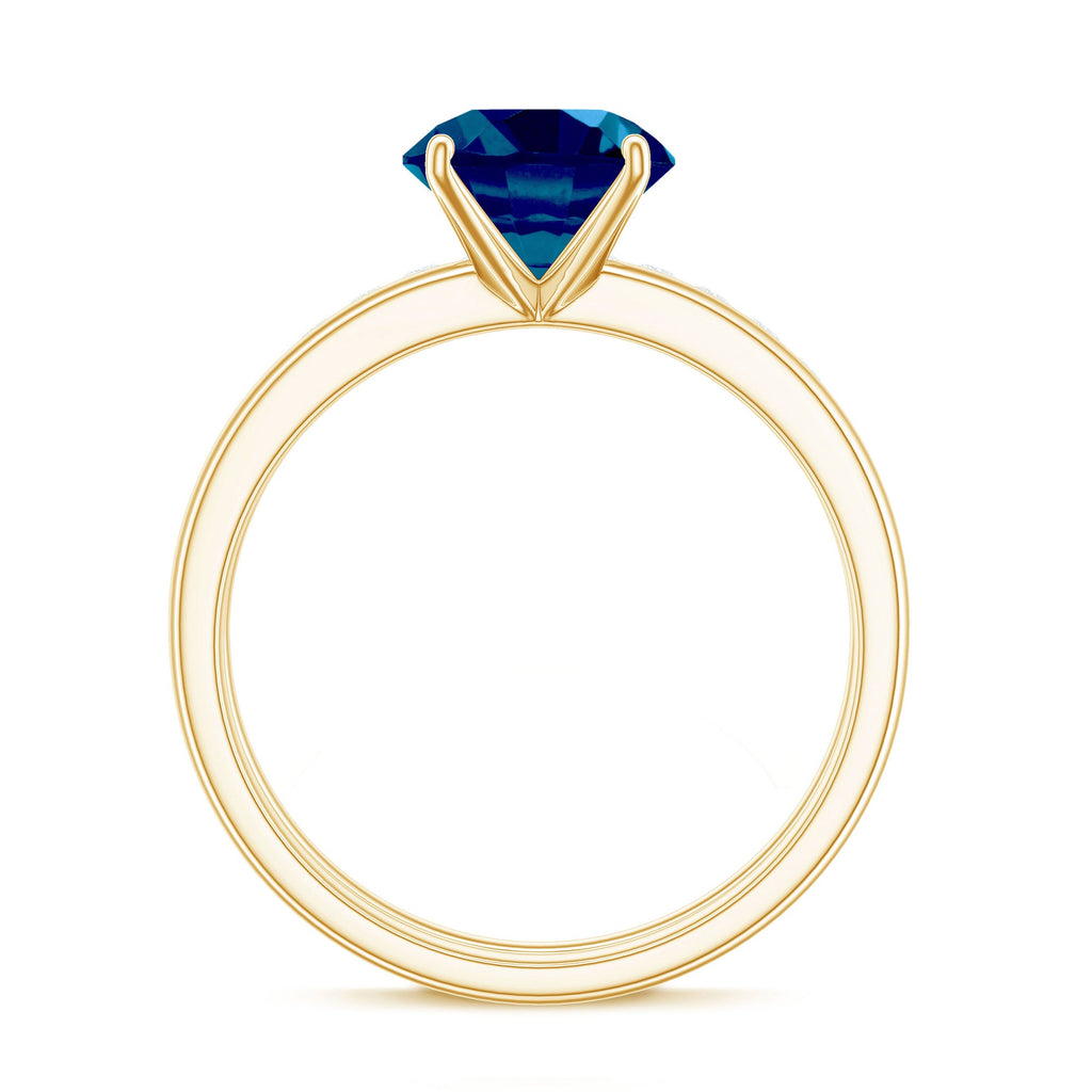 8mm Round London Blue Topaz Solitaire Engagement Ring with Diamond Band