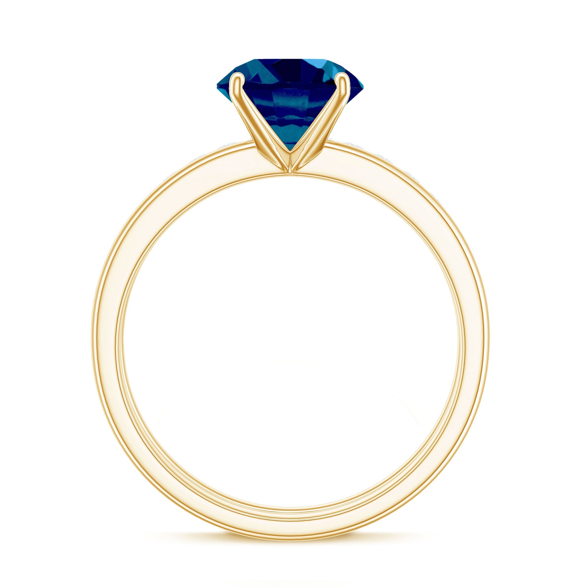 8mm Round London Blue Topaz Solitaire Engagement Ring with Diamond Band