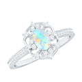 Natural Oval Ethiopian Rainbow Opal Vintage Looking Engagement Ring with Diamond