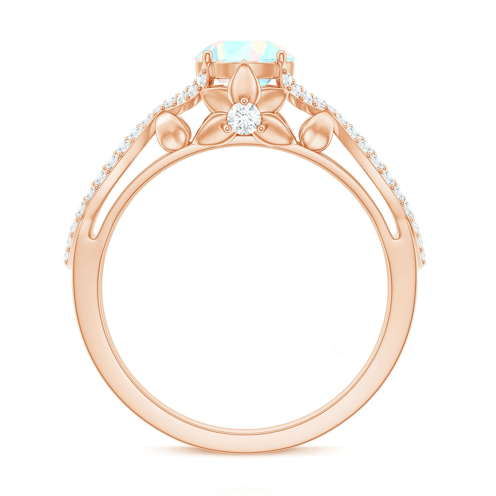 Ethiopian Opal and Diamond Engagement Ring with Crossover Shank
