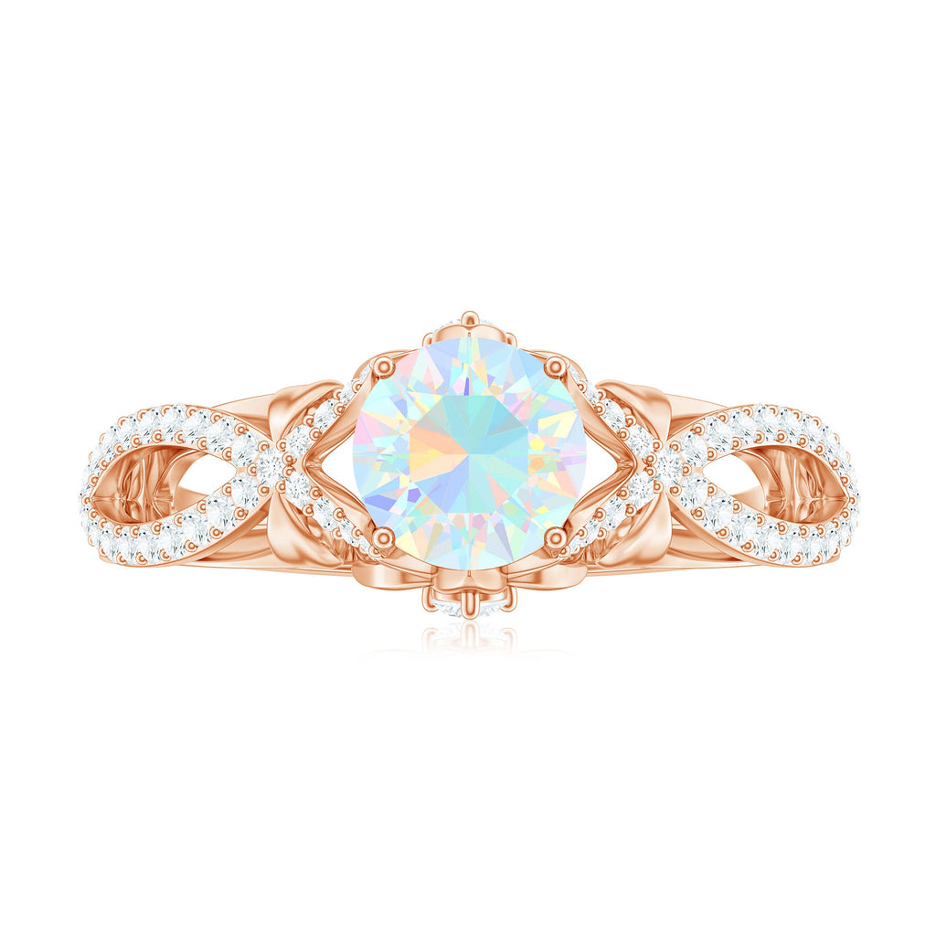 Ethiopian Opal and Diamond Engagement Ring with Crossover Shank