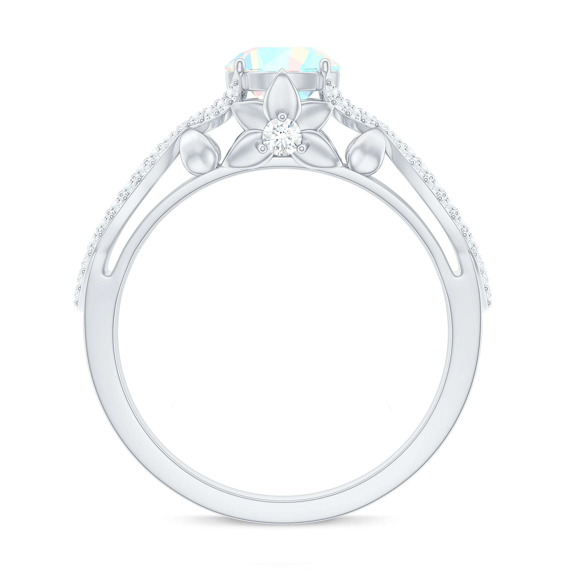 Ethiopian Opal and Diamond Engagement Ring with Crossover Shank