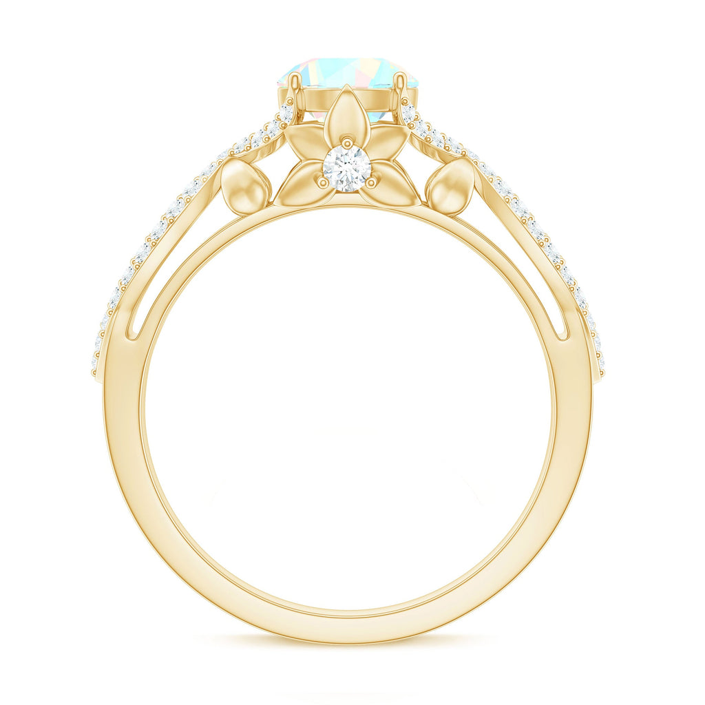 Ethiopian Opal and Diamond Engagement Ring with Crossover Shank