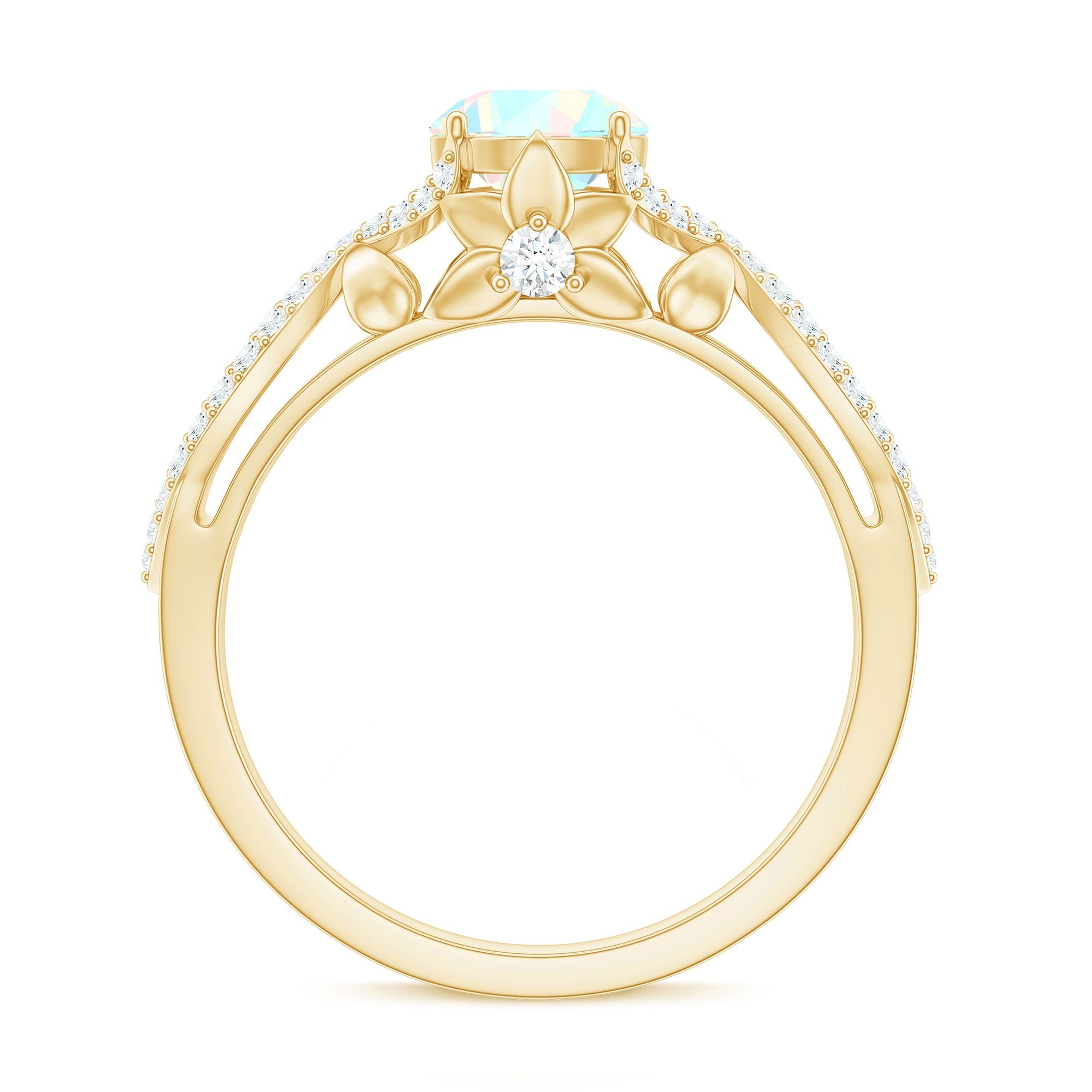 Ethiopian Opal and Diamond Engagement Ring with Crossover Shank