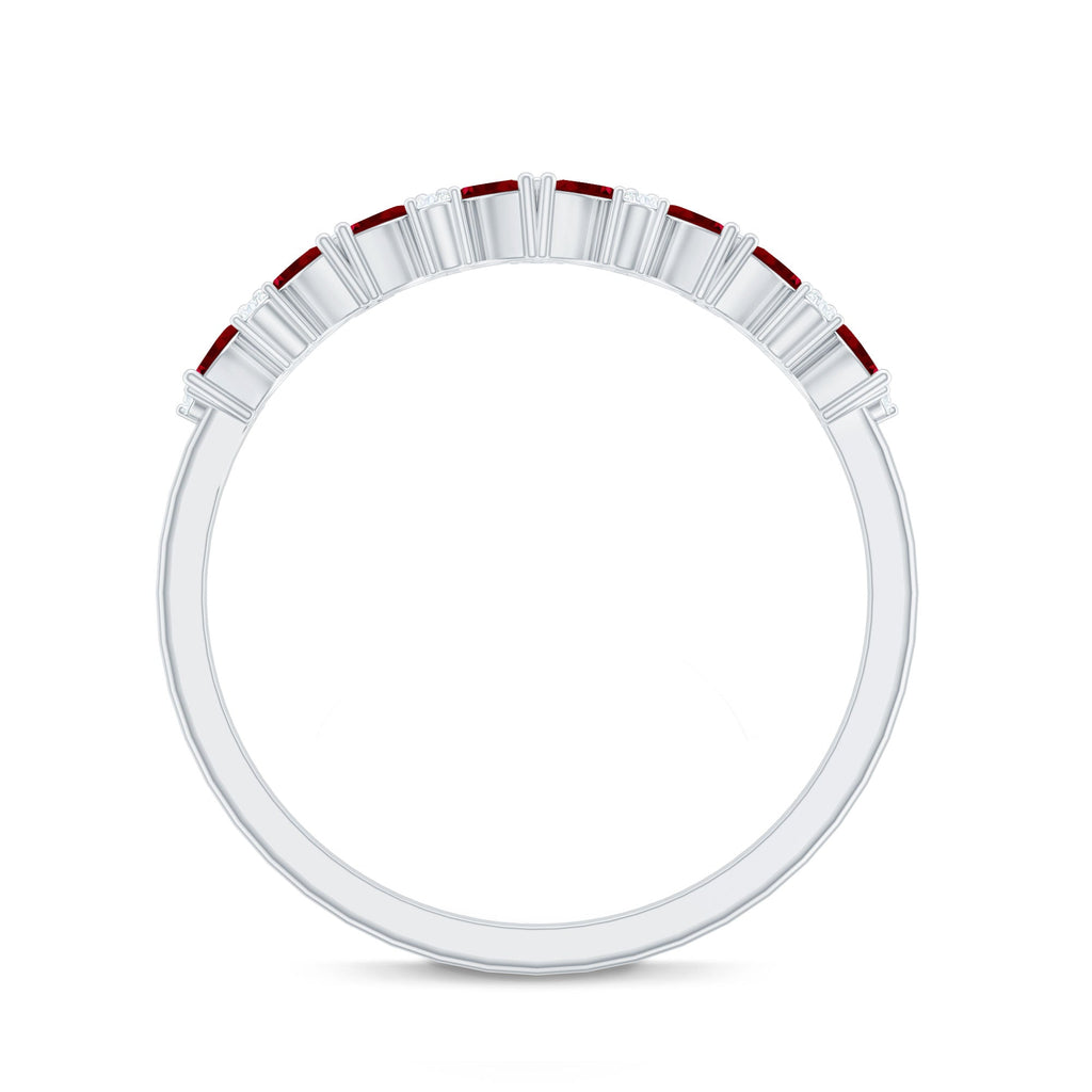 Marquise Cut Ruby Half Eternity Ring with Diamond