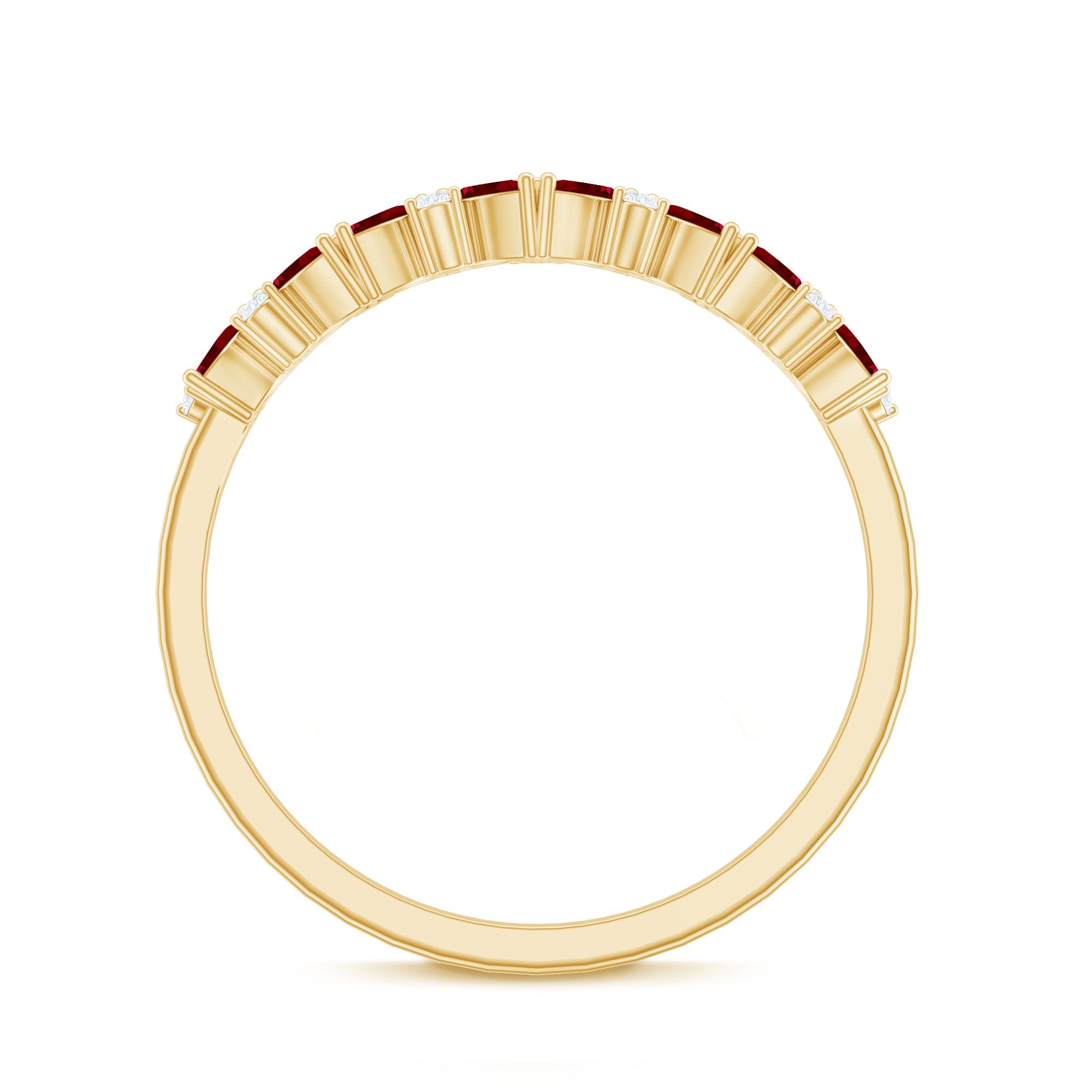 Marquise Cut Ruby Half Eternity Ring with Diamond