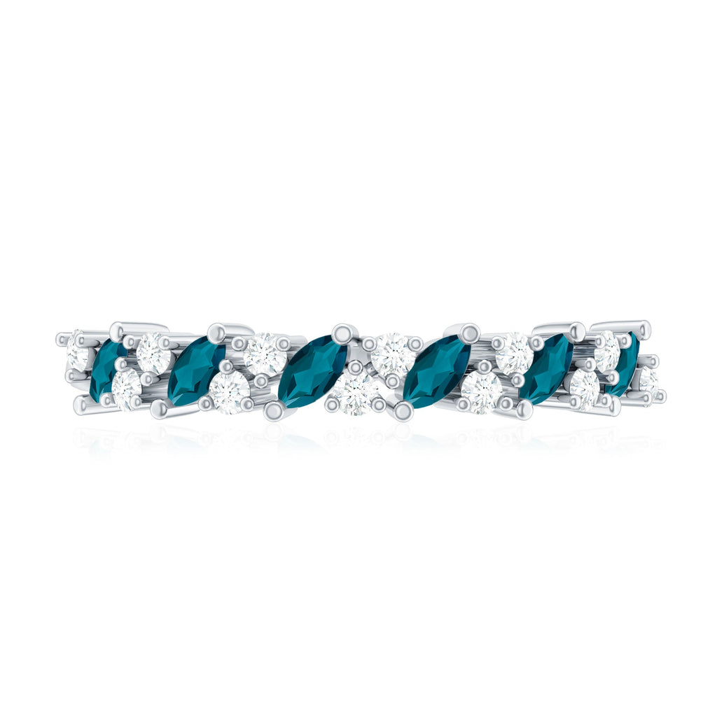 Marquise London Blue Topaz Anniversary Ring with Diamond