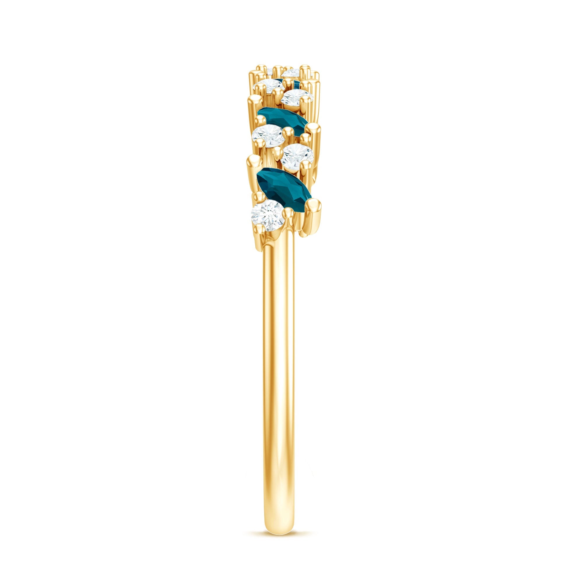 Marquise London Blue Topaz Anniversary Ring with Diamond