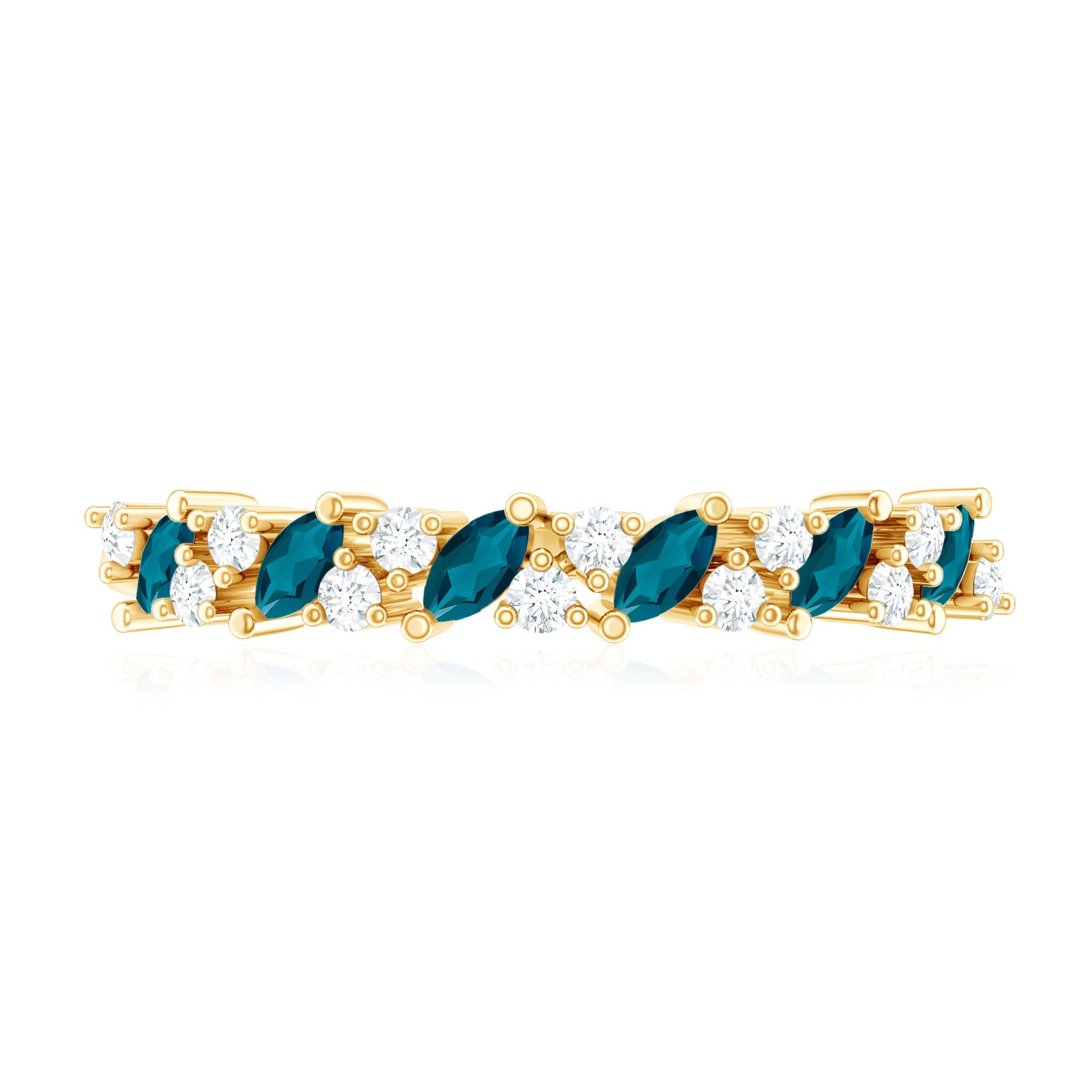 Marquise London Blue Topaz Anniversary Ring with Diamond