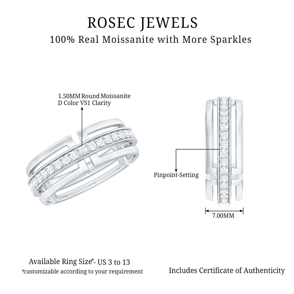 Moissanite Wedding Band in Pinpoint Setting