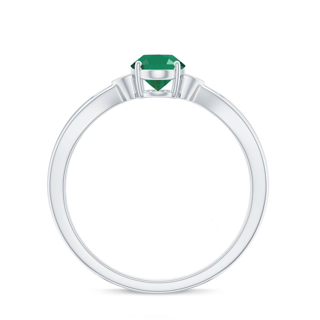 5X7 mm Oval Cut Emerald Vintage Engagement Ring with Diamond
