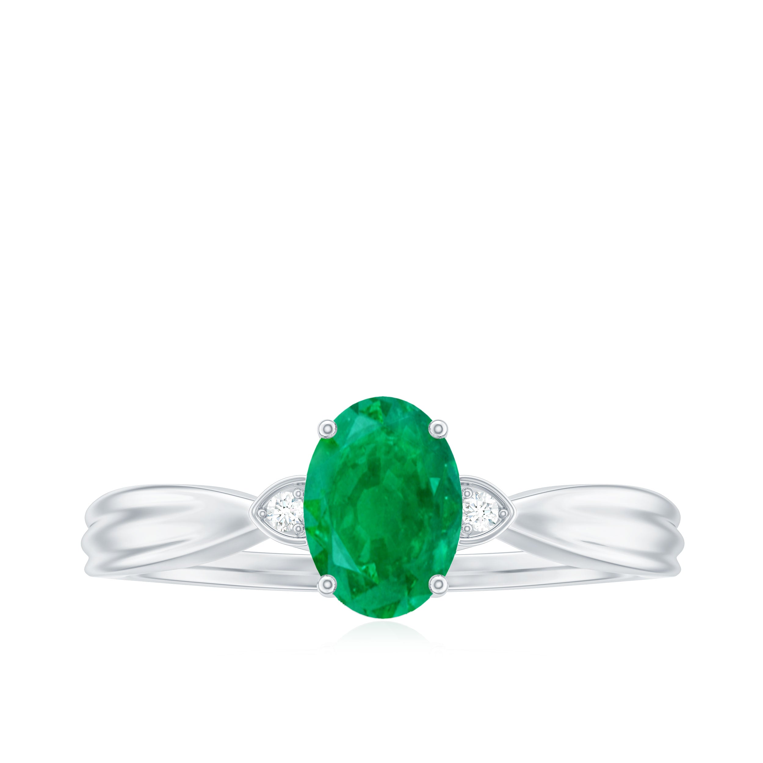 5X7 mm Oval Cut Emerald Vintage Engagement Ring with Diamond